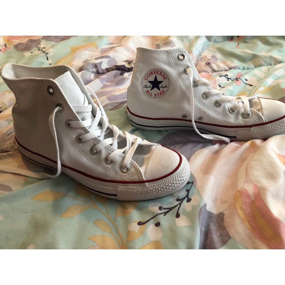 White Converse high tops